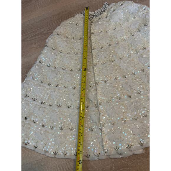 Custom Cape Soft White Beads Seed Pearls Sequins Silk Size Large Bridal Elegant - Picture 7 of 12